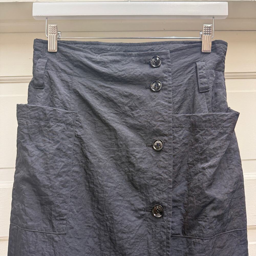 Vintage 1980s Black Button Pencil Skirt Pockets Belt Loops Fall Winter